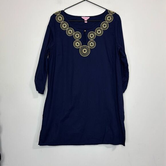 Lilly Pulitzer Mia Beach Tunic in True Navy L - Picture 1 of 6